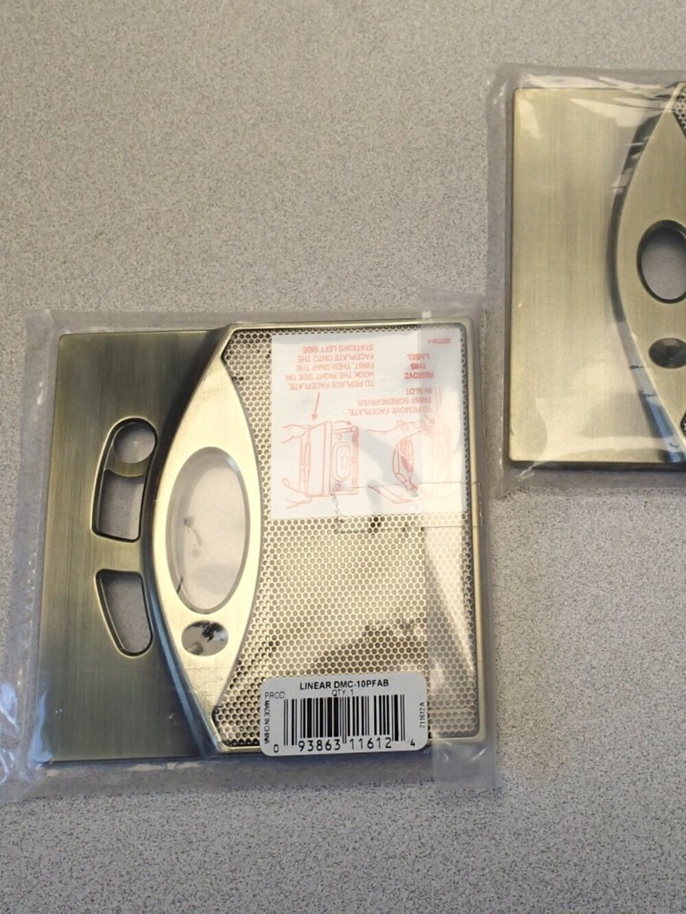 Linear DMC-10FAB Antique Brass Intercom Covers Lot of 2